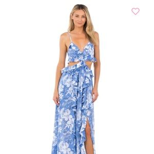 ASTR The Label Blue floral cutout dress